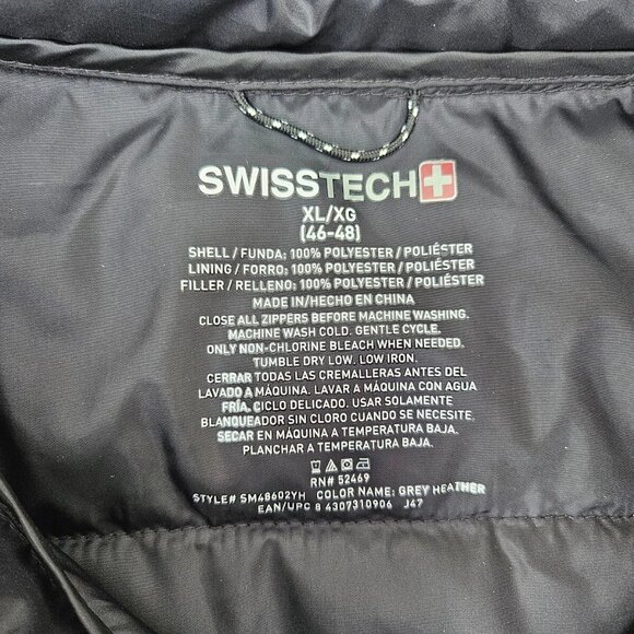 Swiss Tech Men Jacket Puffer Polyester Long Sleeve Gray Size XL 46-48 - Picture 9 of 9